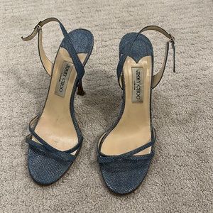 Denim blue with glittery detail jimmy choo strappy shoes